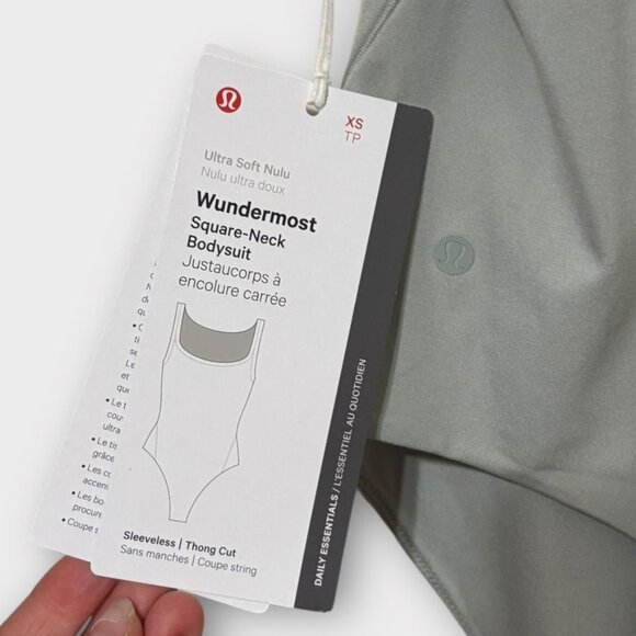 NWT Lululemon Wundermost Bodysuit XS 4 Nulu Square-Neck Sleeveless Jade Grey NEW - Picture 4 of 8